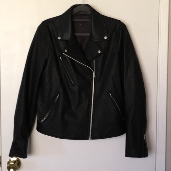 Uniqlo Black Faux Leather Zip Motorcycle Jacket S - Picture 3 of 7